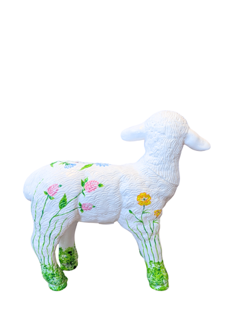 Meadow Flowers Hand Painted Standing Lamb