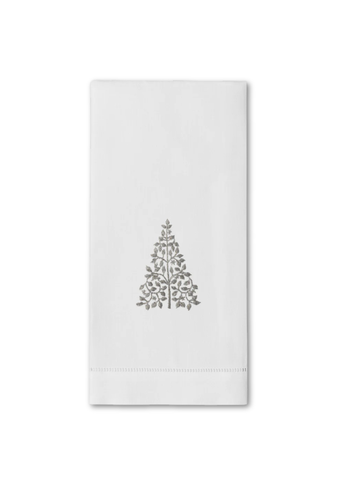 Silver Modern Tree Embroidered Everyday Towel
