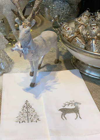 Silver Reindeer Embroidered Everyday Towel