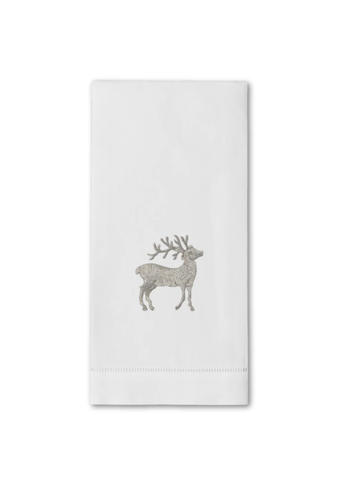 Silver Reindeer Embroidered Everyday Towel