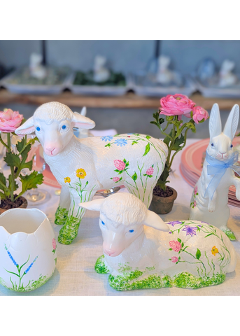 Meadow Flowers Hand Painted Standing Lamb
