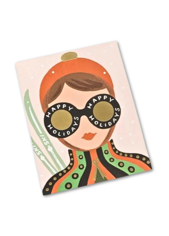 Ski Girl Illustrated Greeting Card