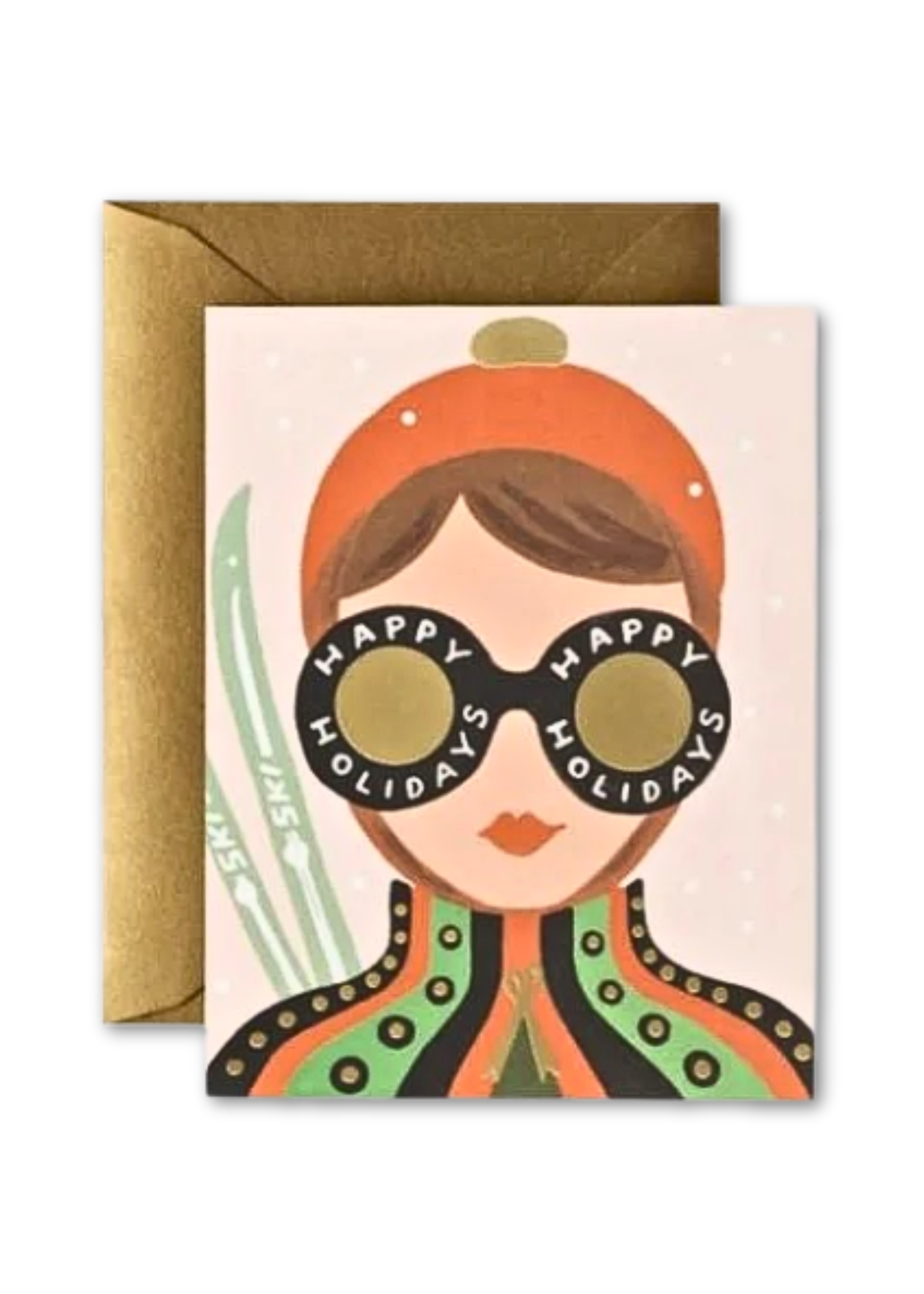 Ski Girl Illustrated Greeting Card