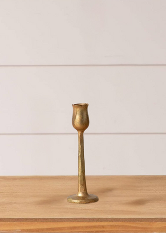 Small Gilded Iron Candlestick Holder