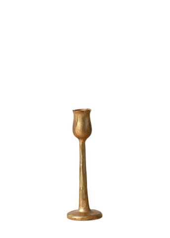 Small Gilded Iron Candlestick Holder