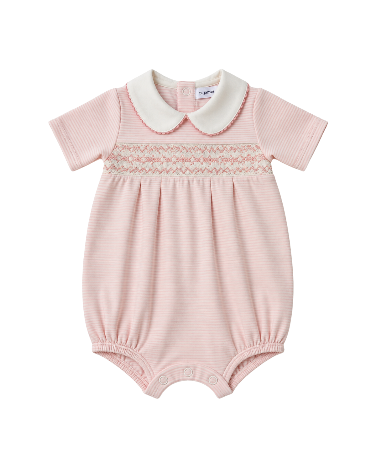 Short Sleeved Smocked Onesie In Pink