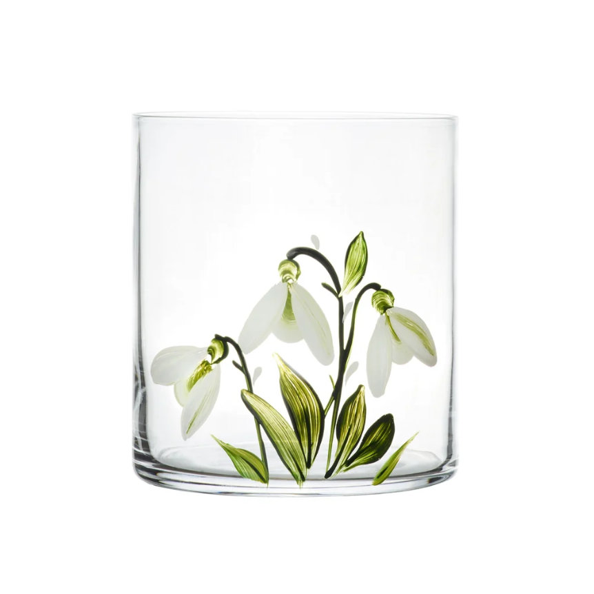 Hand Painted Crystal Tumbler Set of 4 In Snowdrop