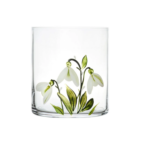 Hand Painted Crystal Tumbler Set of 4 In Snowdrop