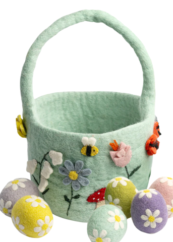 Spring Flowers Felted Easter Bucket