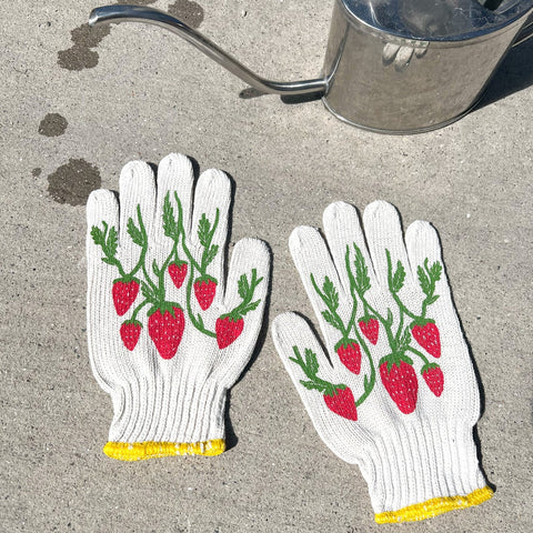 Screen-Printed Strawberry Gardening Gloves