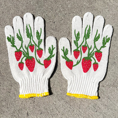 Screen-Printed Strawberry Gardening Gloves