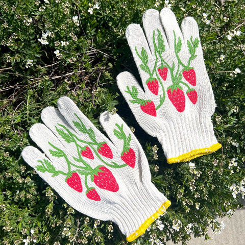 Screen-Printed Strawberry Gardening Gloves