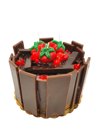 Strawberry Topped Chocolate Brick Cake Candle