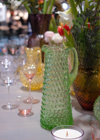 Light Green Tall Hobnail Pitcher