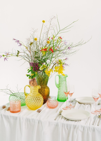 Light Green Tall Hobnail Pitcher