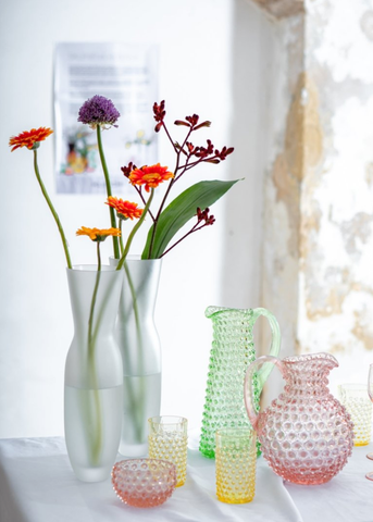Light Green Tall Hobnail Pitcher