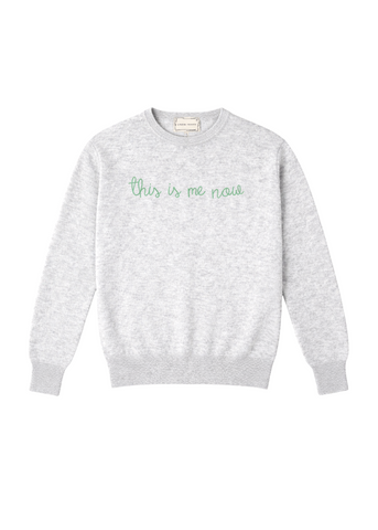 This Is Me Now Long Sleeve Crewneck Sweater in Smoke
