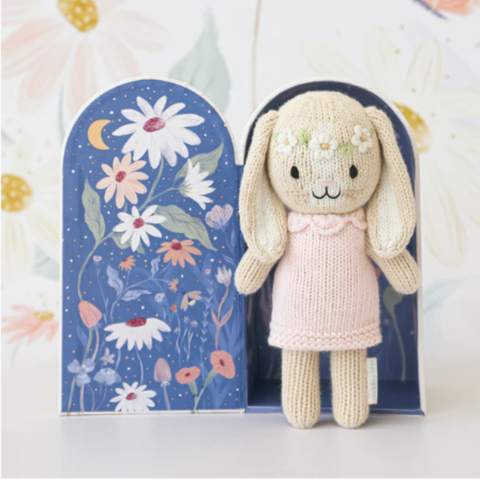 Tiny Hannah The Bunny Crochet Doll + Her House In Blush