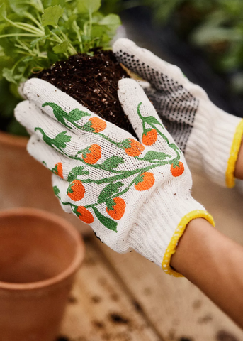 Screen-Printed Tomato Gardening Gloves