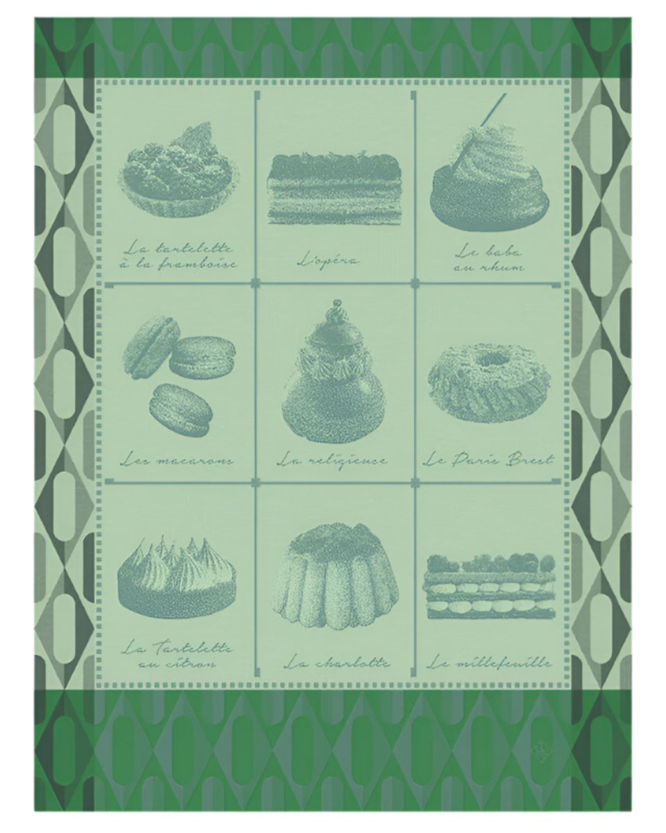 Patisseries Francaises Tea Towel in Emerald