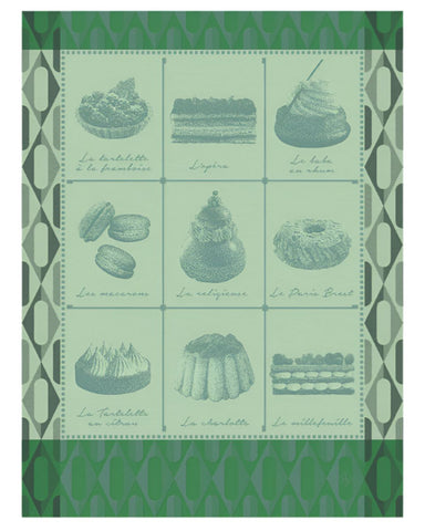 Patisseries Francaises Tea Towel in Emerald