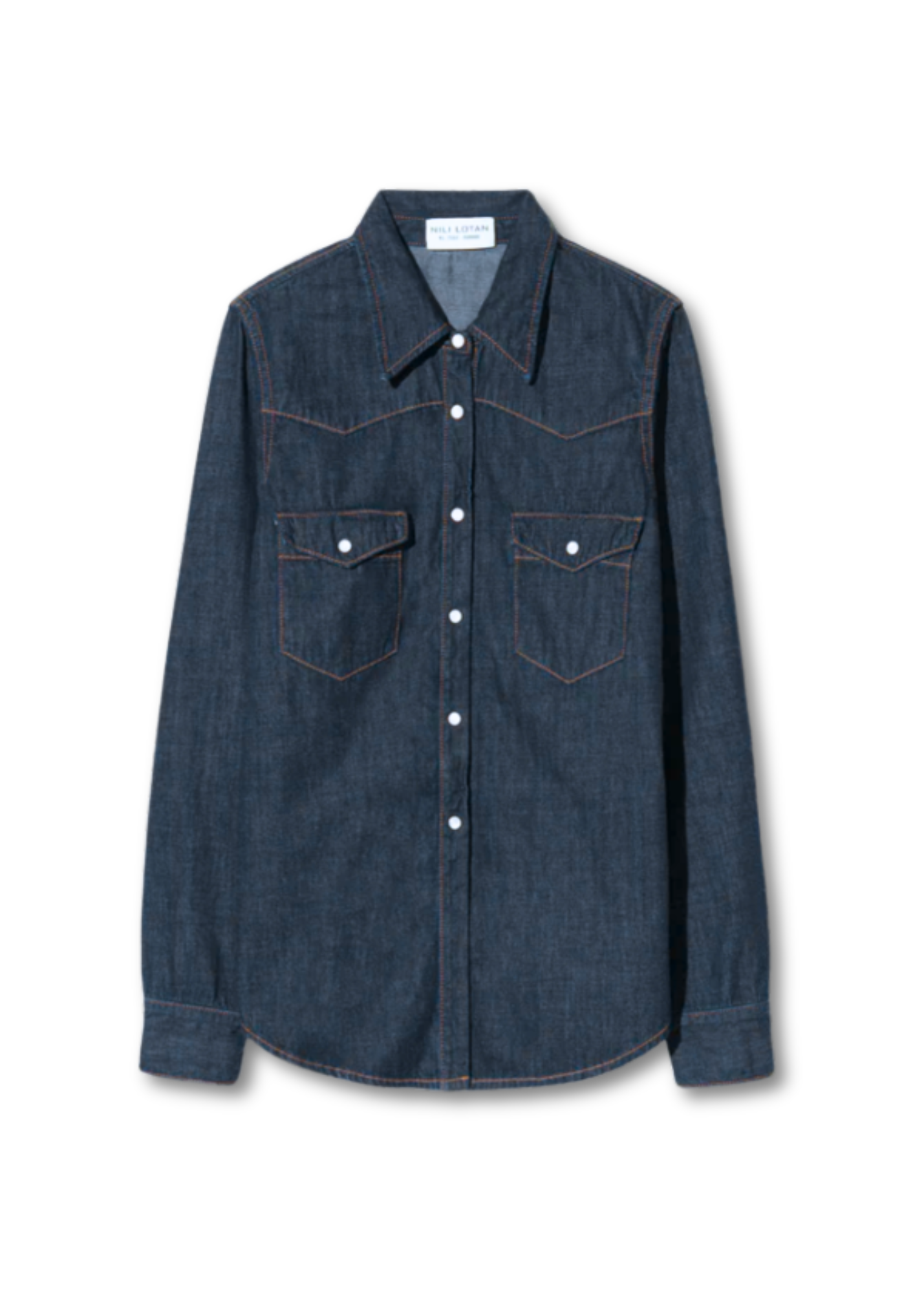 Travis Chambray Snap Front Long Sleeve Shirt in Indigo Wash