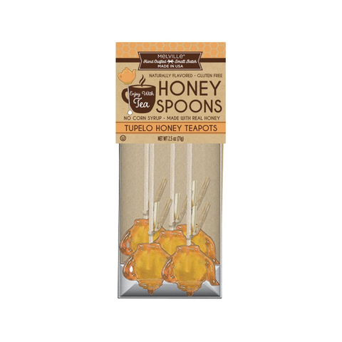 Set of 5 Tupelo Teapot Shaped Honey Lollipop Spoons