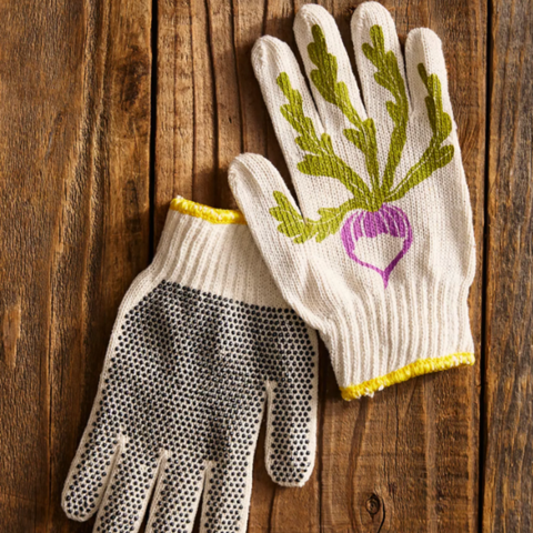 Screen-Printed Turnip Gardening Gloves
