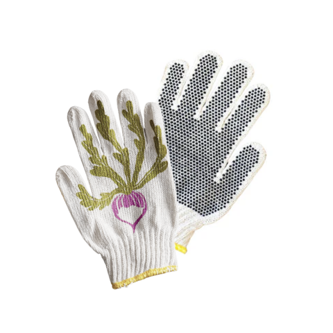 Screen-Printed Turnip Gardening Gloves