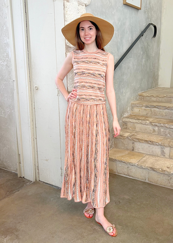 Clio Ribbon Knit Midi Skirt In Hibiscus