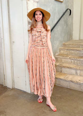 Clio Ribbon Knit Midi Skirt In Hibiscus