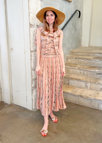 Clio Ribbon Knit Midi Skirt In Hibiscus