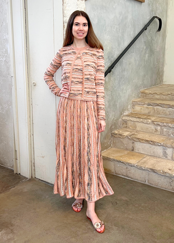Clio Ribbon Knit Midi Skirt In Hibiscus