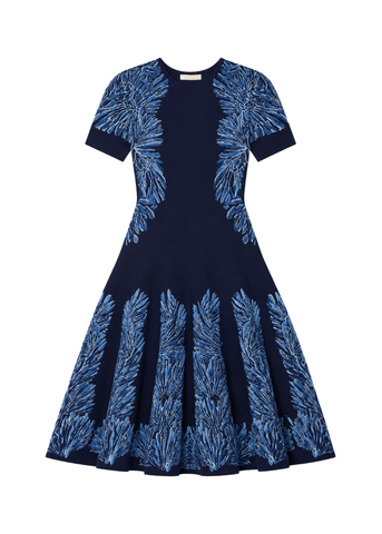 Sofie Short Sleeve Jacquard Knit Dress In Lapis