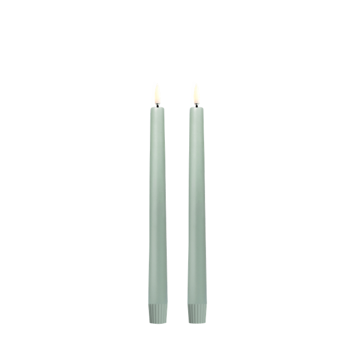 LED Taper Candle Pair In Dusty Green