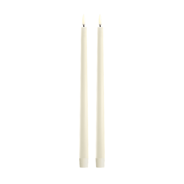 LED Slim Taper Candle Pair In Ivory