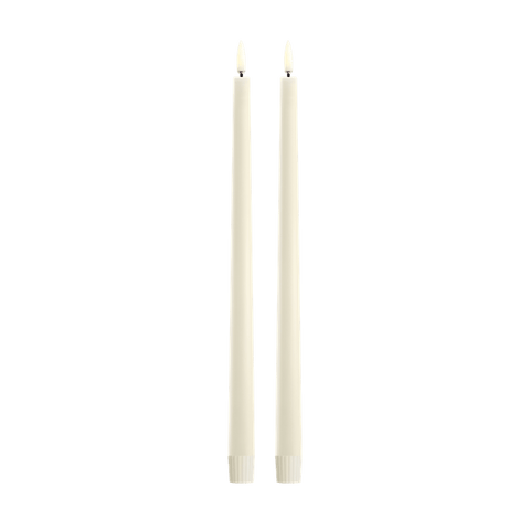 LED Slim Taper Candle Pair In Ivory