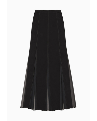 Elia Satin Crepe Pleated Midi Skirt In Noir