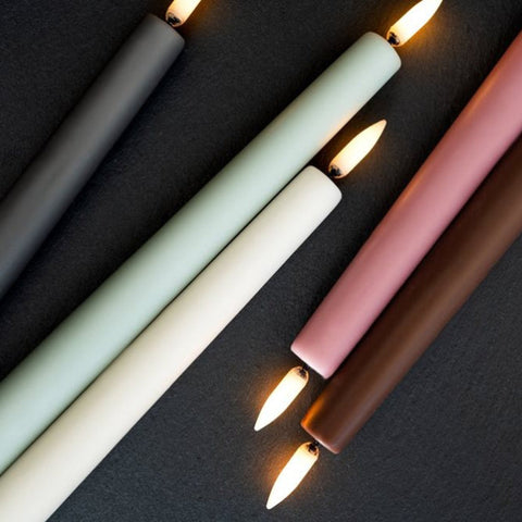 LED Slim Taper Candle Pair In Ivory