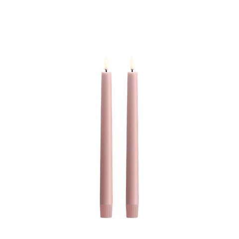 LED Taper Candle Pair In Rose Powder