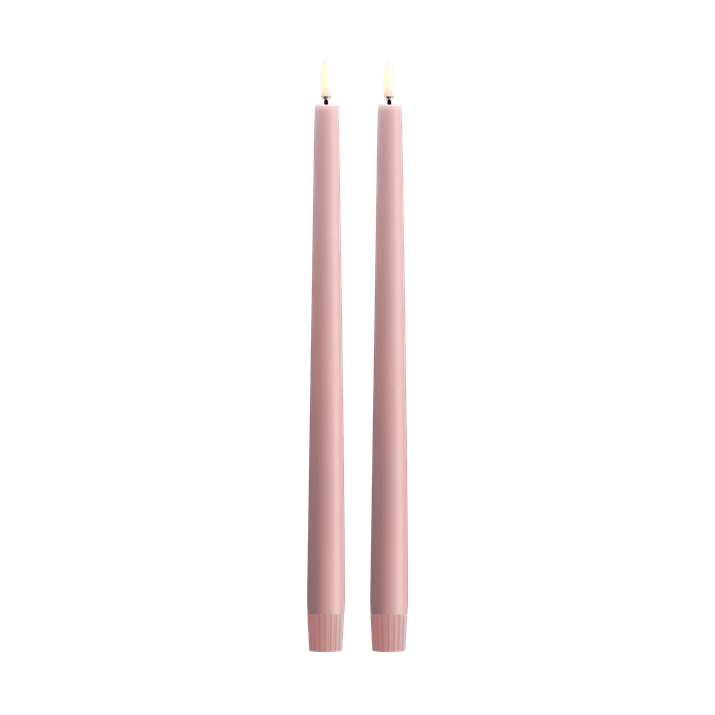 LED Taper Candle Pair In Rose Powder