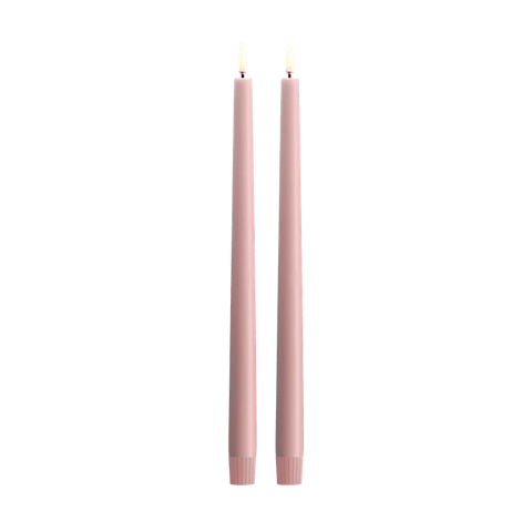 LED Taper Candle Pair In Rose Powder