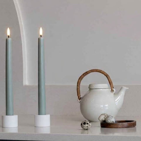Light Candle Holder In Matte White Set Of 2