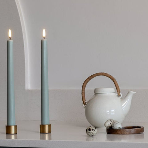 Light Candle Holder In Matte Brass Set Of 2