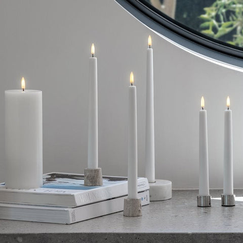LED Taper Candle Pair In Nordic White