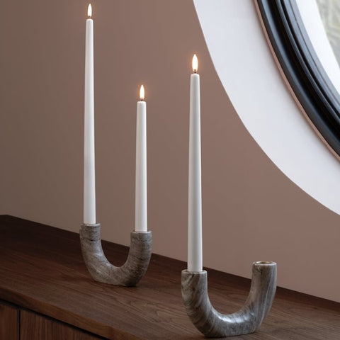 LED Tall Taper Candle In Nordic White
