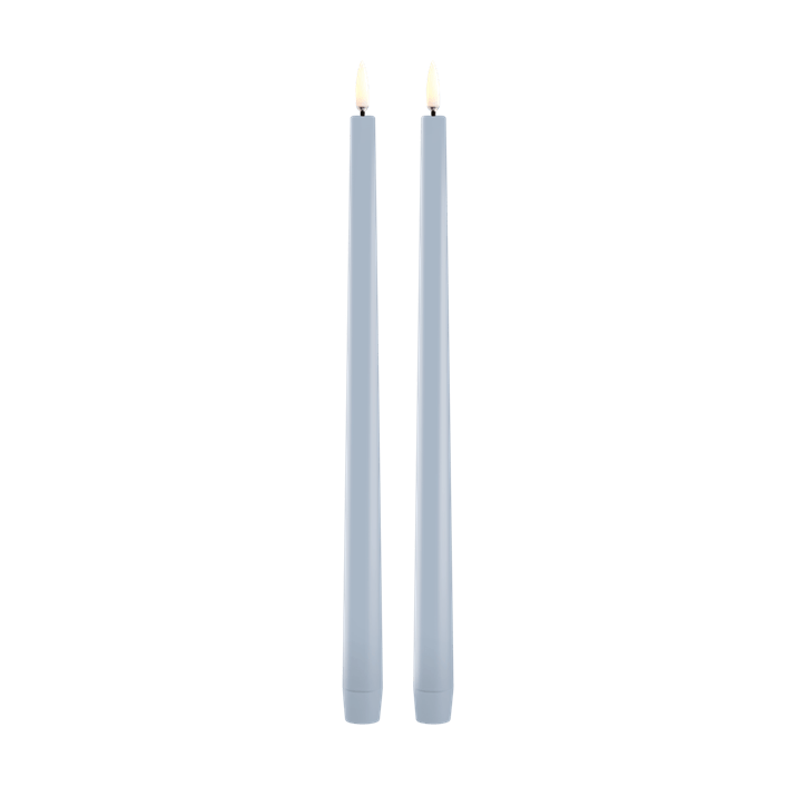 LED Slim Taper Candle Pair In Sky Blue