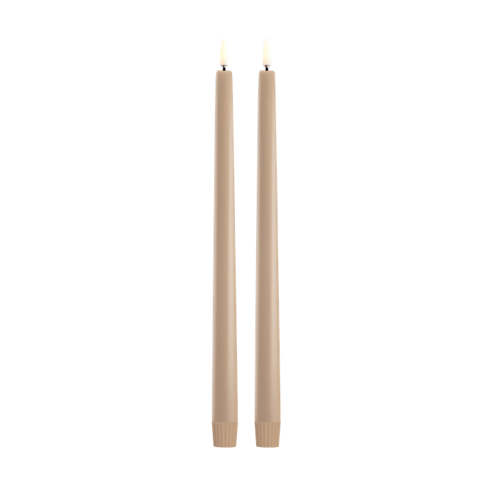 LED Slim Taper Candle Pair In Beige
