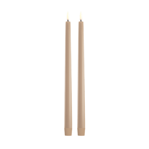 LED Slim Taper Candle Pair In Beige