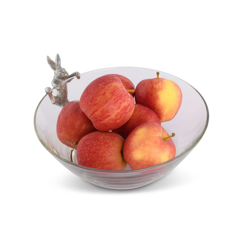 Climbing Bunny Pewter + Glass Serving Bowl